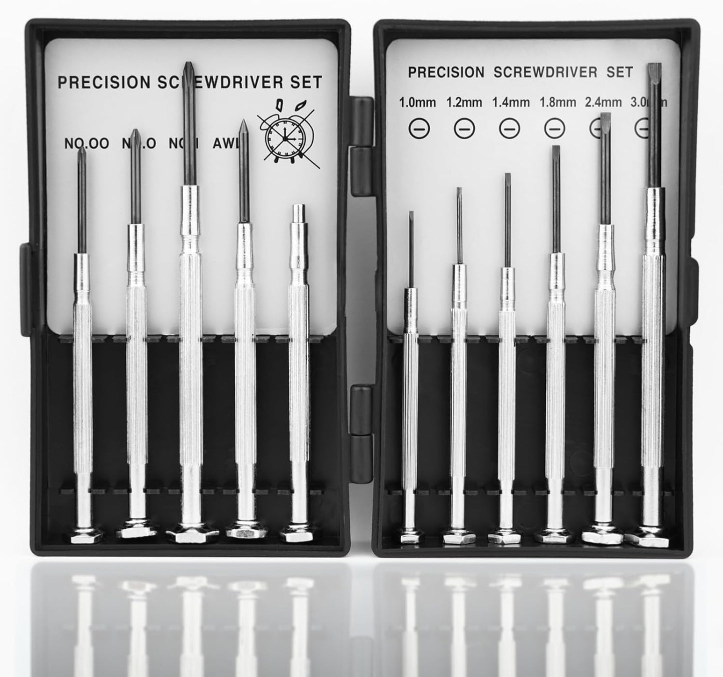 11PCS Small Precision Screwdriver Set. Premium Mini Screw Driver Set Kit. 6 Different Sizes of Flat Head Philips Screwdrivers for Watch. Eyeglasses. Electronics. Repair Box